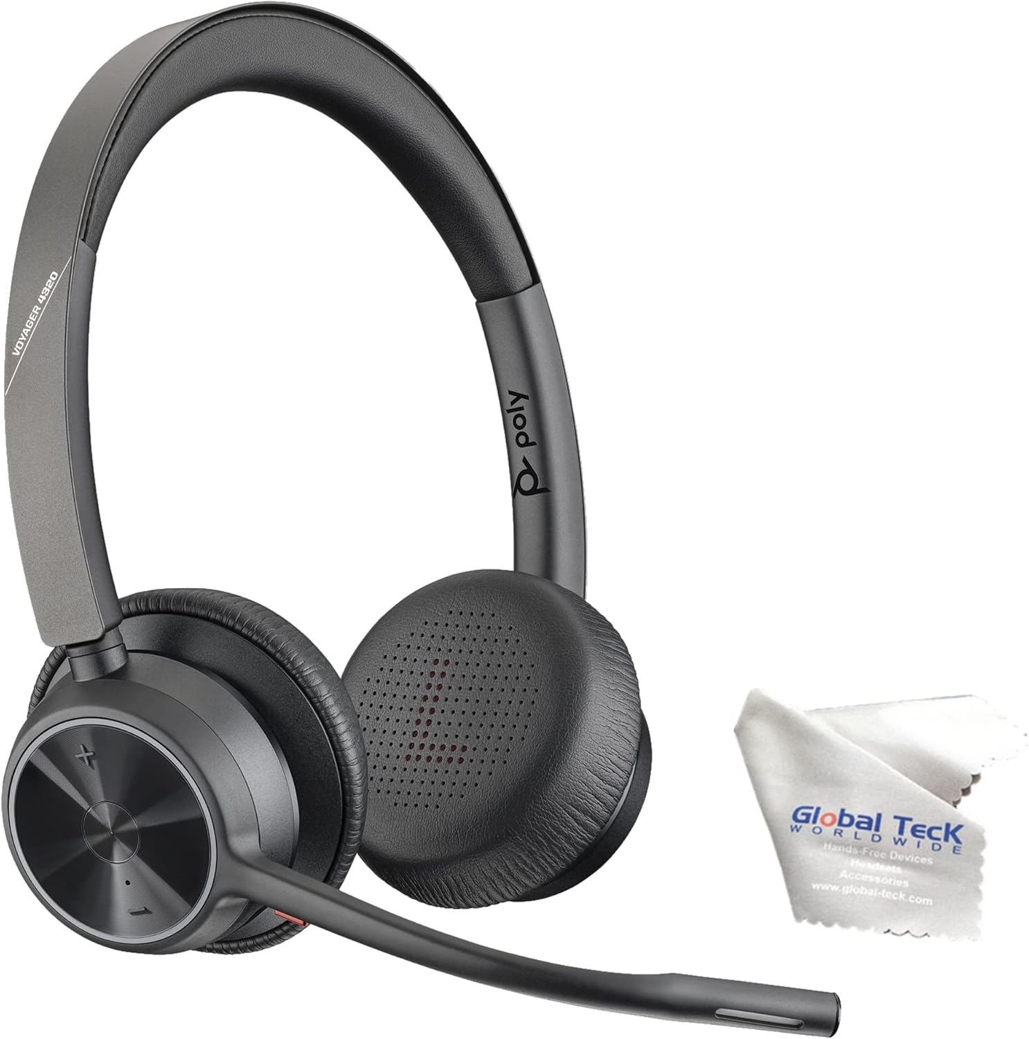 Poly Voyager 4320 UC Plantronics Wireless Office Computer Headphones Bundle with USB Receiver Adapter for Phone Calls and Video Meetings,PC, Mac