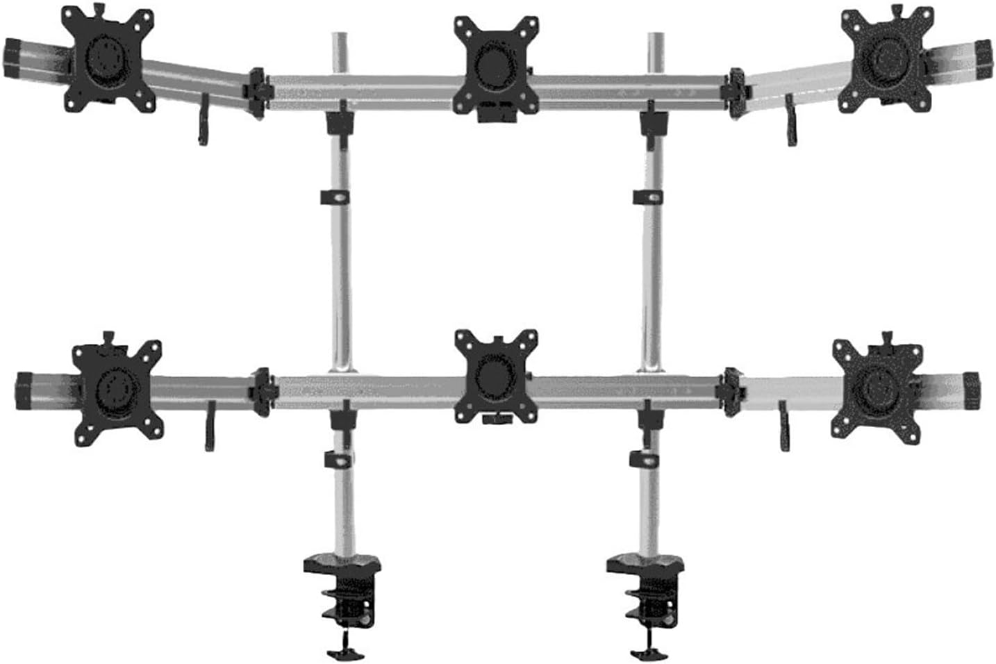 Multi-Screen LCD Monitor Stand Double Column six-Screen Desktop Stand MP260C-2 clamp Table Installation