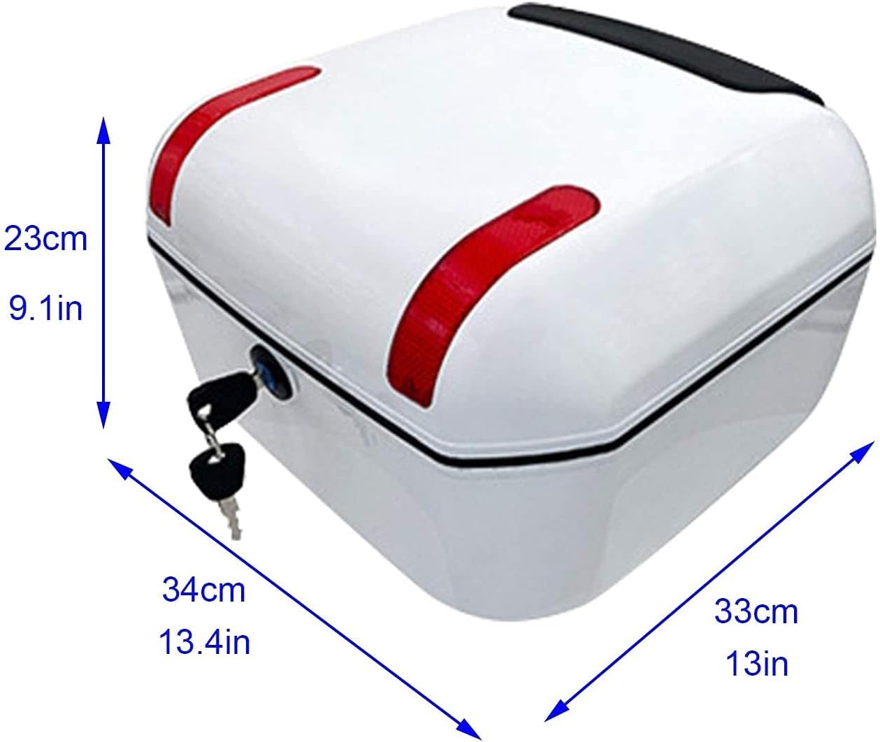 Rectangle Motorcycle Top Box Scooter Helmet Trunk Tail Box with Universal Mounting Hardware Night Warning Light and Security Lock Trunk Top Case (Color : Red) (Gray)