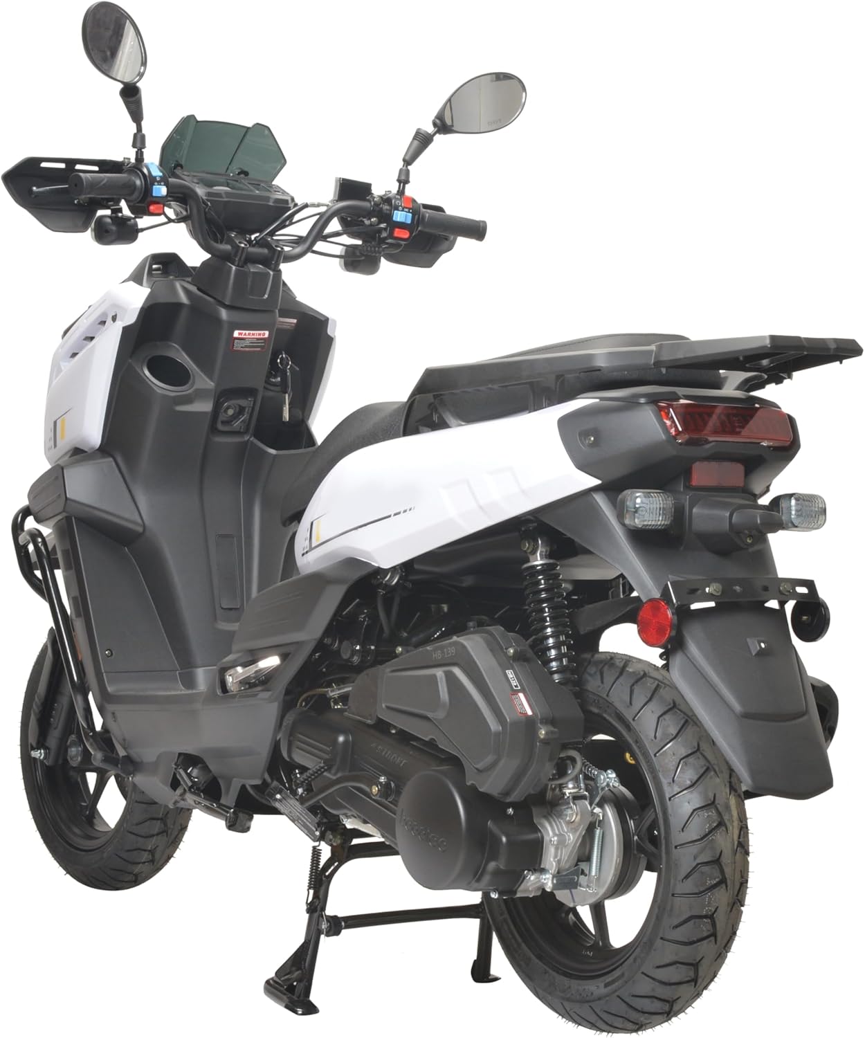 HHH motorcycle 150cc Scooter Tank 150 Scooter Moped Gas 150cc Motorcycle Fully Automatic Adult Street Bike Cvt transmission and 12 inch Aluminum Wheels ( White color )