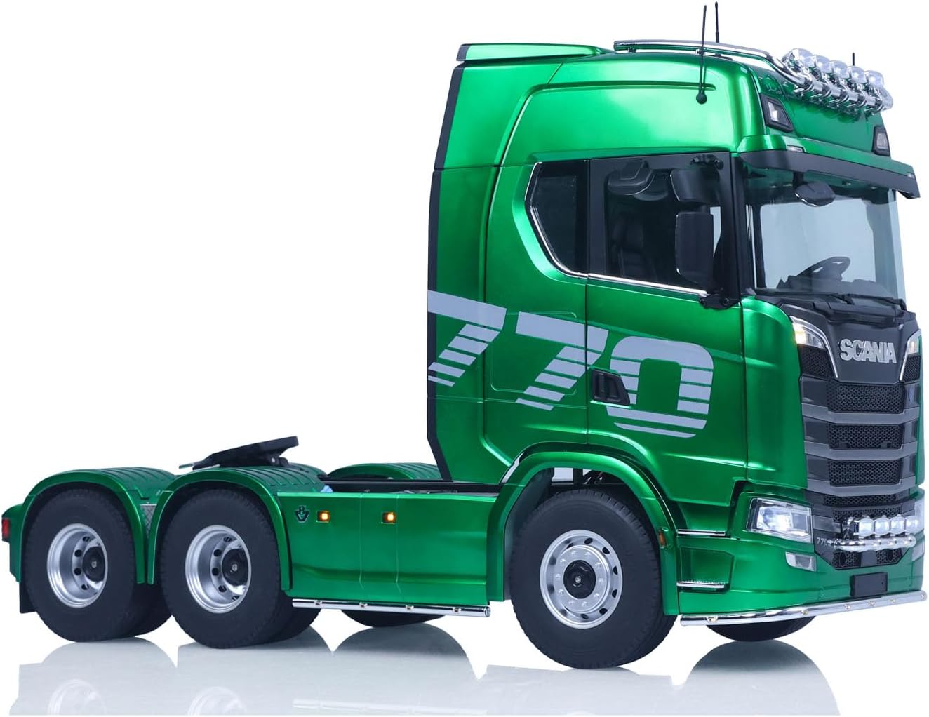 KABOLITE 1/14 6x6 770S 100 RC Tractor Truck Lorry Car 2Speed Gearbox Differential Lock RTR Model for Adult(Green), Fit with Semi Trailer Flatbed 1502 TH16848, 1/14 2Axle Trailer TH01024