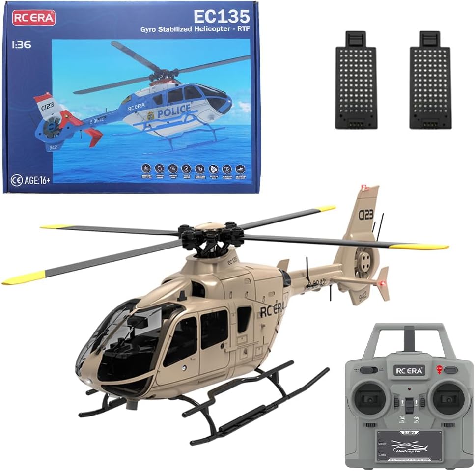 2.4G RC Helicopter for Beginner Adults, C123 Remote Control Helicopter 6CH 6-Axis Gyro Airplane Single-Rotor Gyroscopic Flying Aircraft Model Ready to Fly - RTF Version