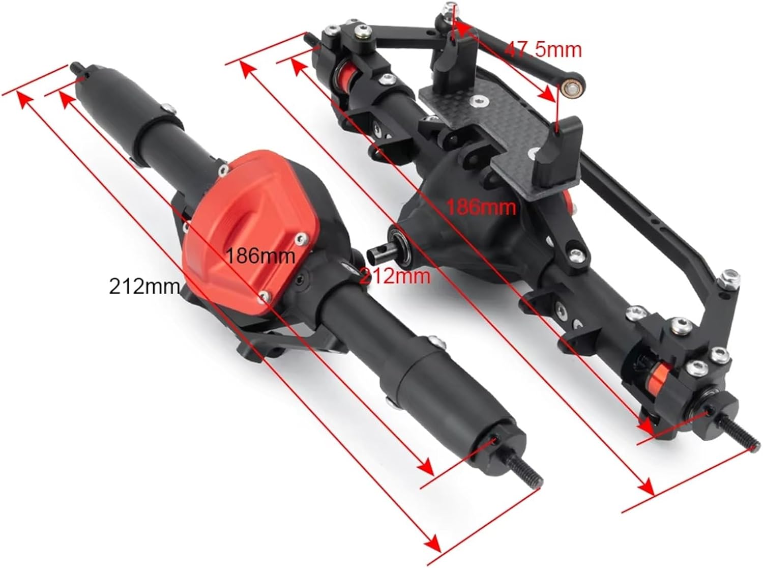 RC Car Parts Compatible with Axial for SCX10 90047 for Wrangler 1/10 RC Crawler Car Accessories Aluminum Alloy Front Rear Axle Portal Axle(Rear and Front)
