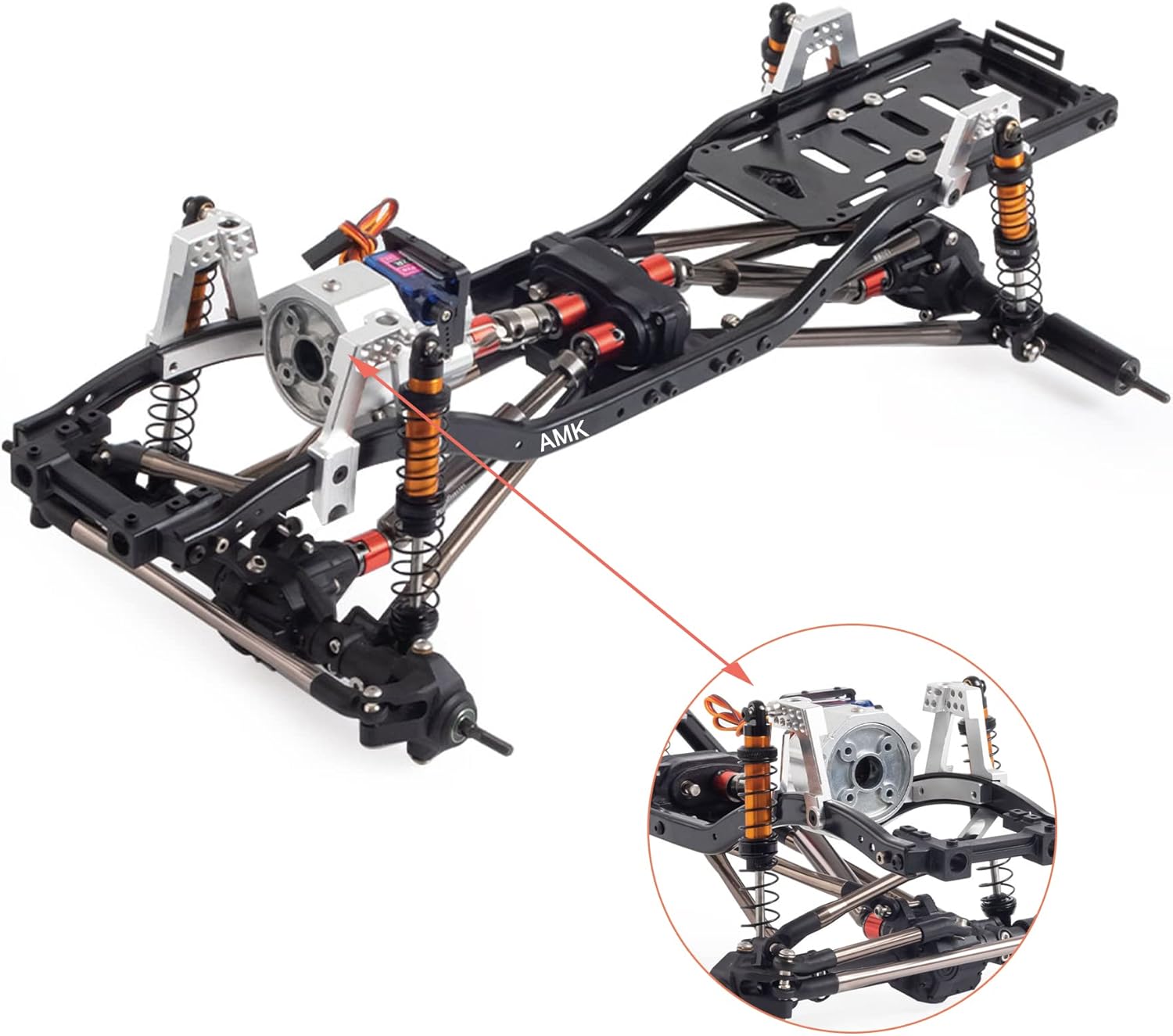 Chassis Frame Set Wheelbase 313mm with 2 Speed Transmission Reversed Front Axle for 1/10 RC Crawler Axial SCX10 II 90046 EX86100