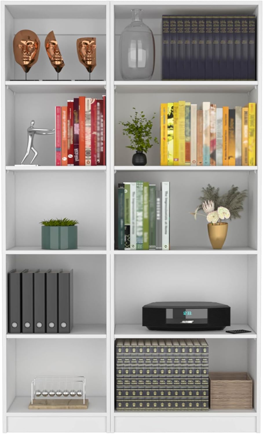 agnixnaf White Finish Bookshelves Set of 3 with 8 Shelves, Rectangular Bookcase, Modern, for Office, Bedroom, Living Room, Study Room