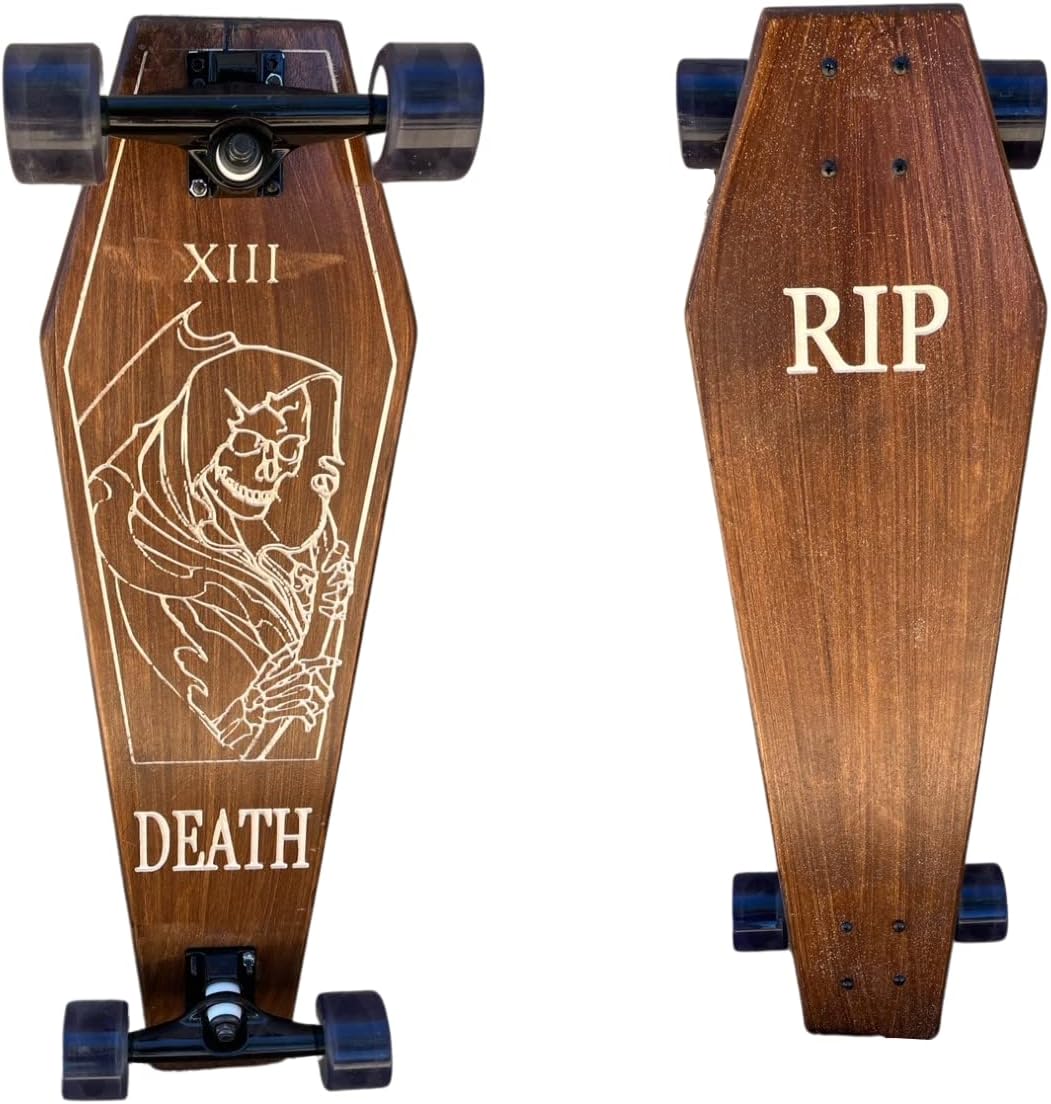 Coffin Death Tarot Brown Skateboard | Longboard | 30x9 | Coffin Croozer