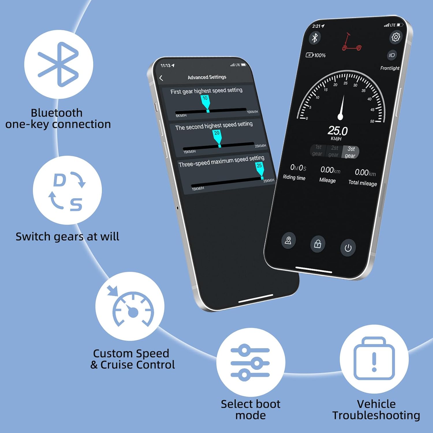 Electric Scooter for Adults，8.5/10inch Solid Tires，15/20MPH Top Speed ，12/21/24Miles Range, 350/500/1000W Motor，Foldable Commuter E-Scooter with App, Dual Brake System, UL2272 Certified