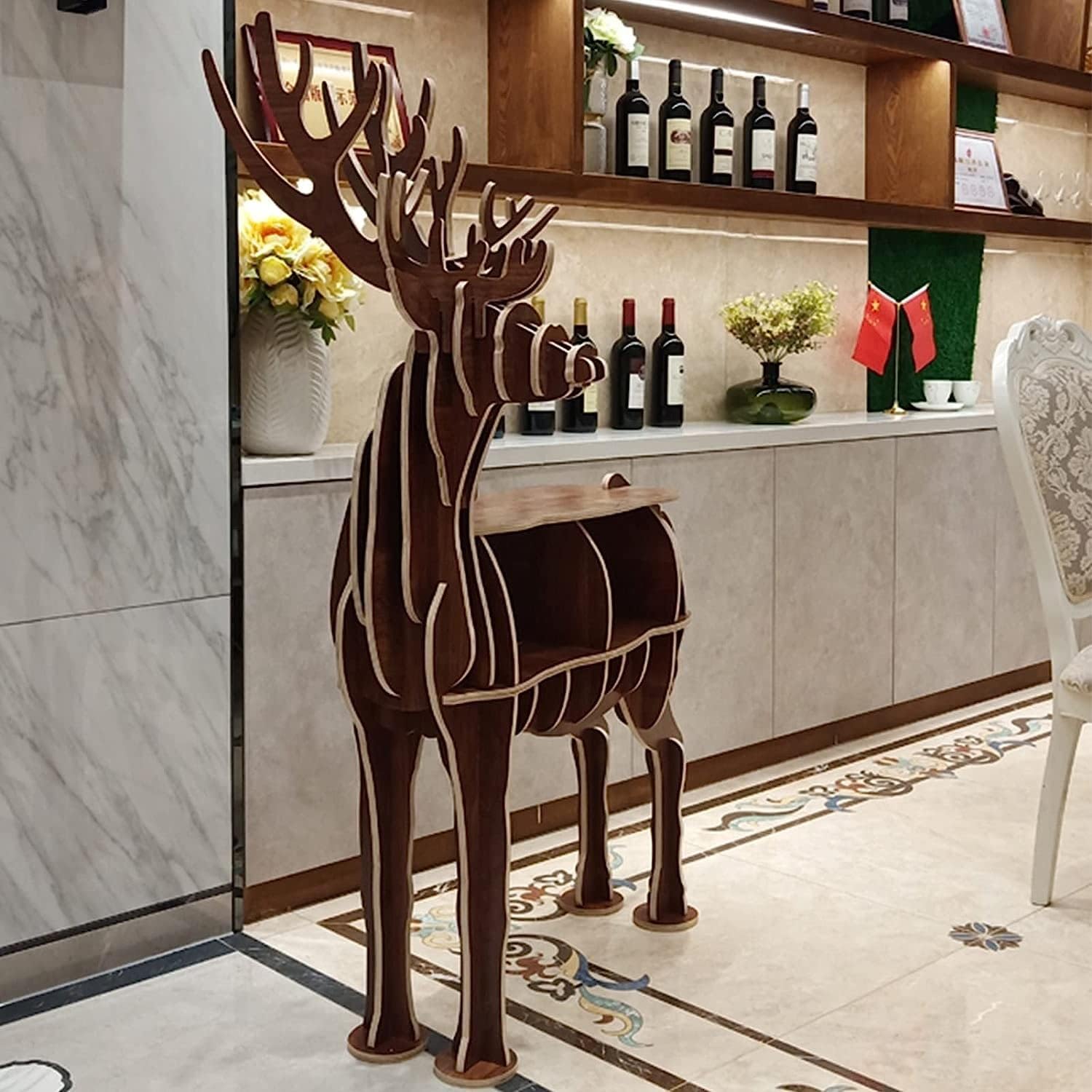 Rieort Fashion Bookshelf Bookshelf Creative Solid Wood Bookcase Animal Shape Shelf Horse Bookshelves Vertical Floor Ornaments Rack Bookcase not Shaking