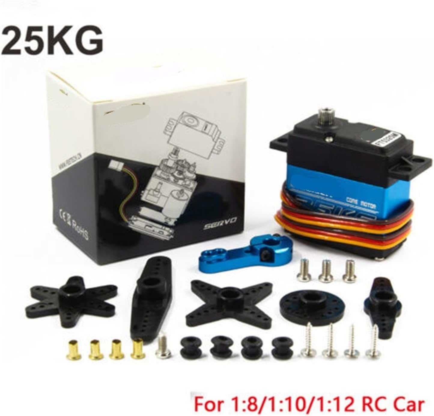 4pcs Servo 25KG High Speed ​​Metal Gear Digital Servo 25T Arm for 1/8 1/10