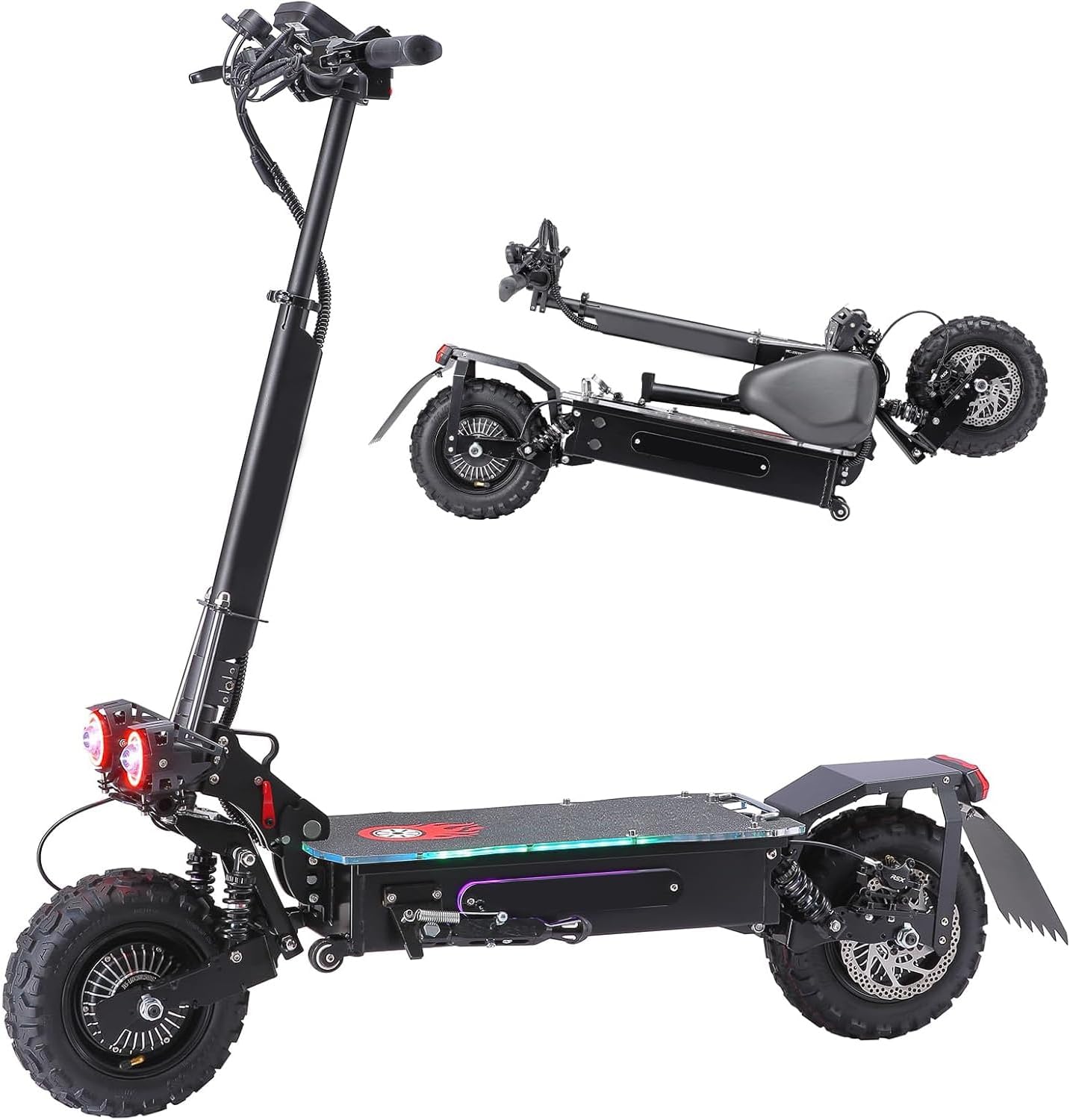 Electric Scooter for Adults, 1200/1600/5000/5600W Dual Motor Fast E Scooter, Up to 35-50 MPH Top Speed & 35-52 Miles Long Range, Dual Brake, Off-Road Tires, Foldable Scooter(UL Certificated)