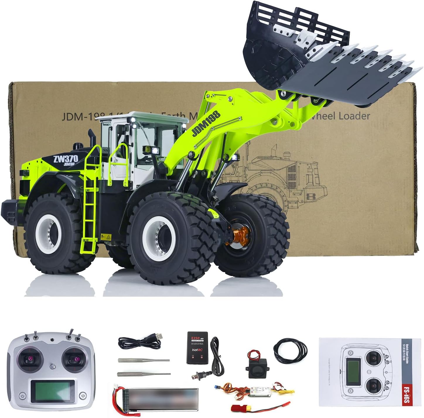 1/14 ZW370 Hydraulic RC Loader JDM 198 201 Sound System RTR Construction 2-Speed Transmission Charger Battery Motor Servo ESC Hobby Grade Model
