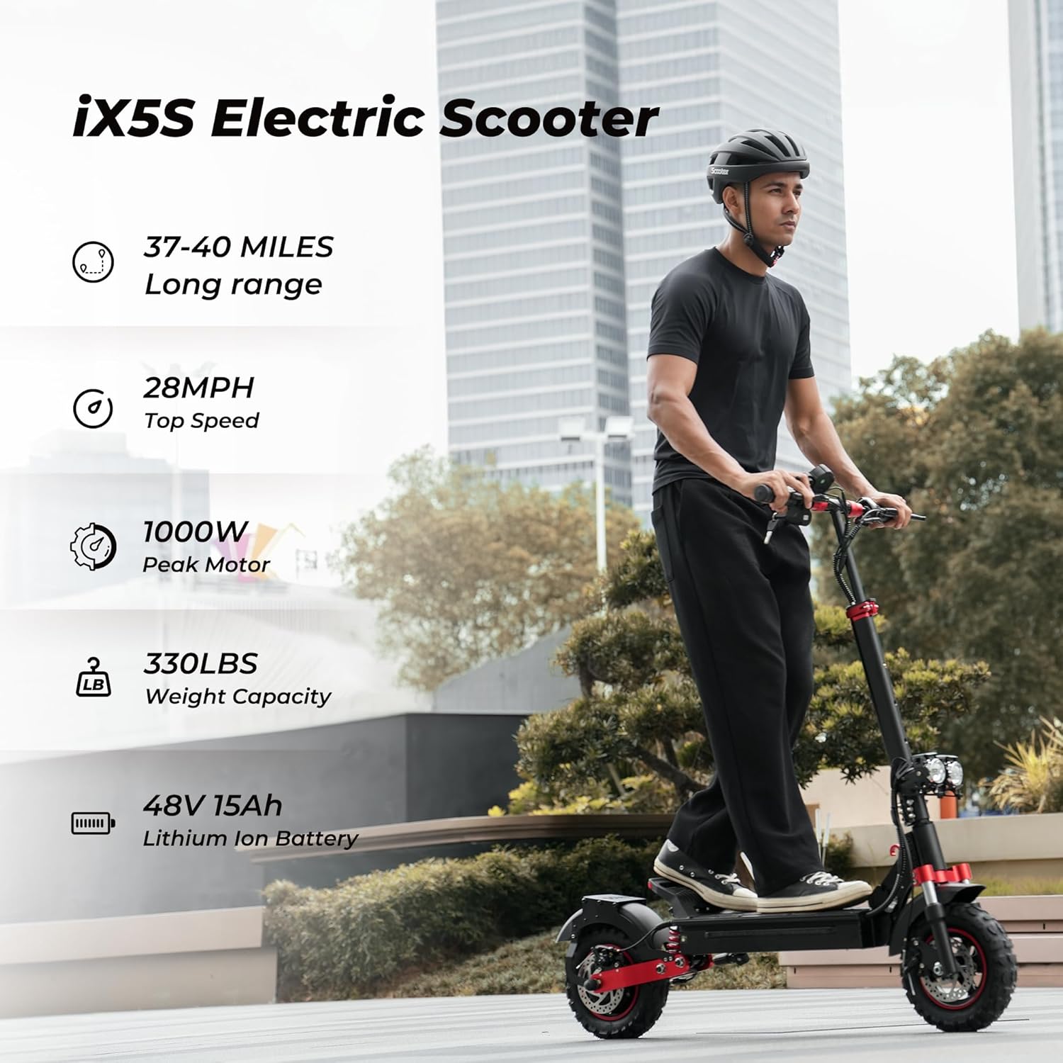 iScooter Electric Scooter, 28/38 MPH Top Speed E Scooter & 40/43/50 Miles Long Range, 10/11/12