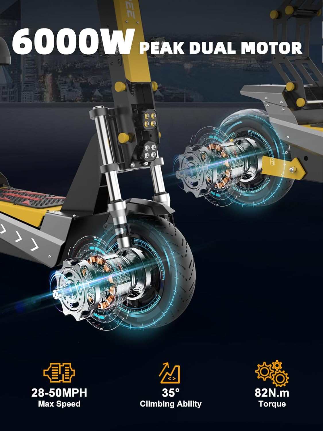 40/50MPH Electric Scooter Adults, 3000W/6000W Motor, 60V25Ah, 84Nm, 55Miles Fast Sports Dual Motor Escooter, 11