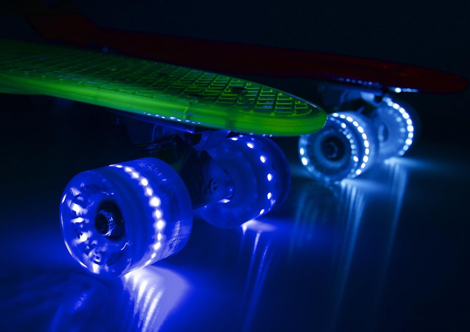 'Ridge Skateboards Complete Blaze 22'' Mini Cruiser Skateboard w LED Wheels and Transparent Deck'