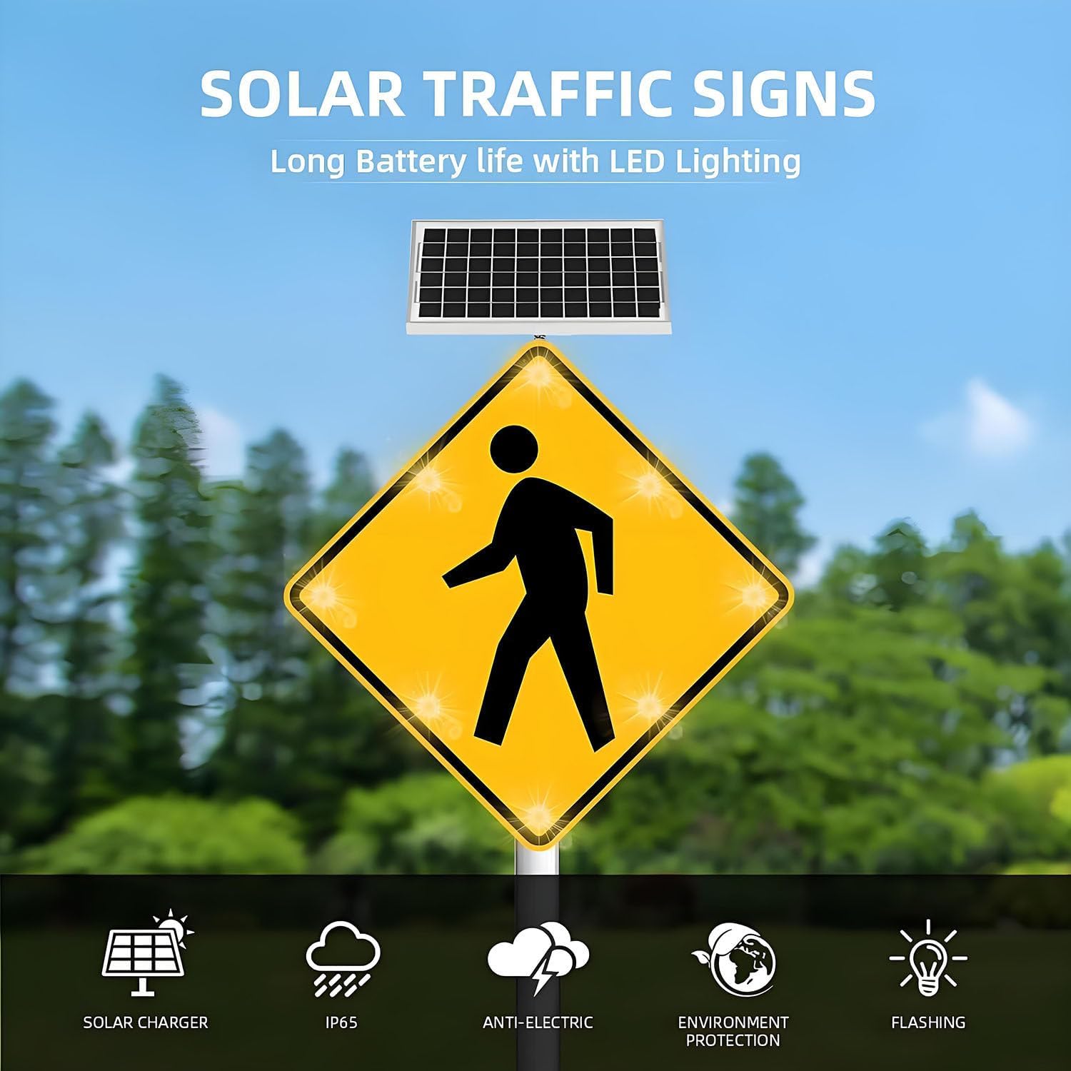Solar LED Pedestrian Crossing Sign - 24