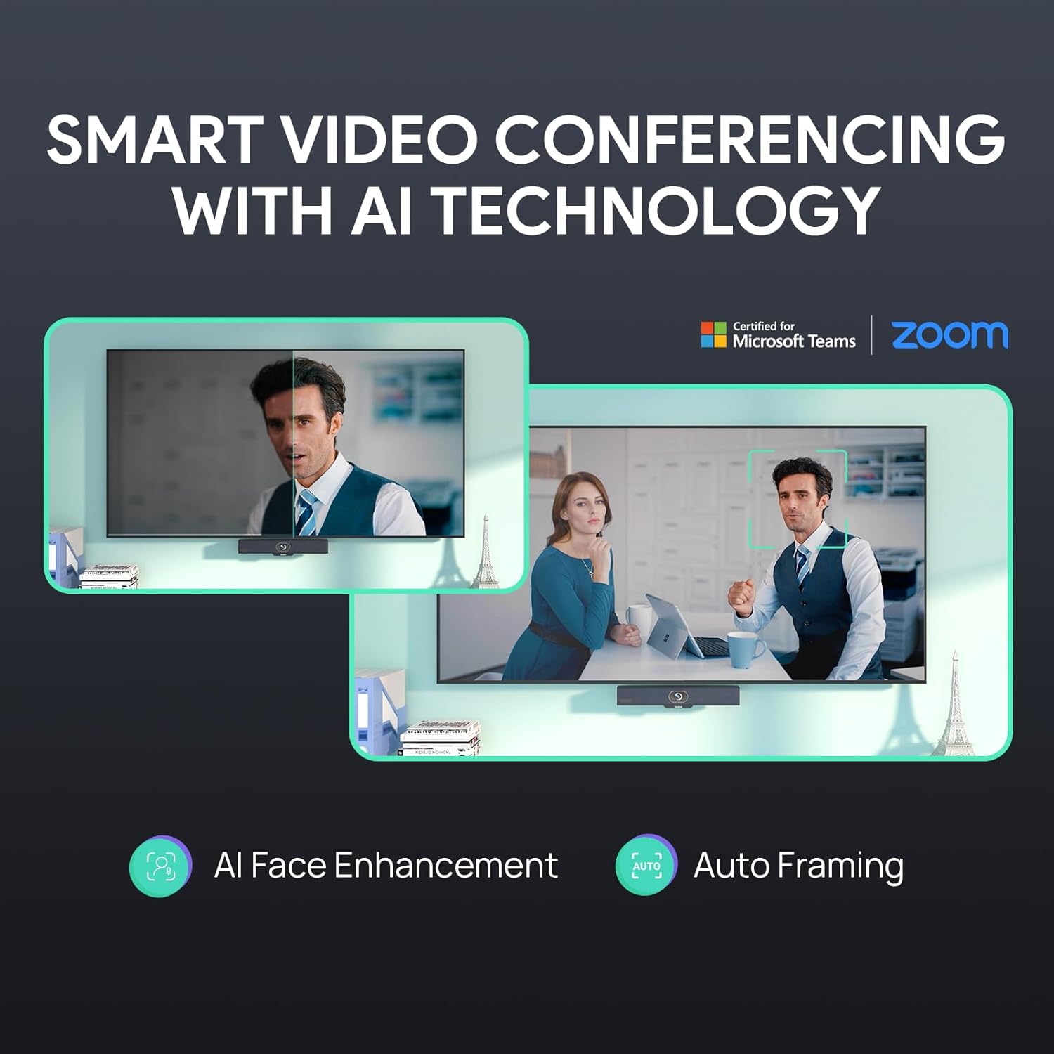 Yealink 4K USB Video Conference Camera - 120° Wide Angle, Microphone, Speaker, Auto Framing, for PC Meetings, Microsoft Teams & Zoom