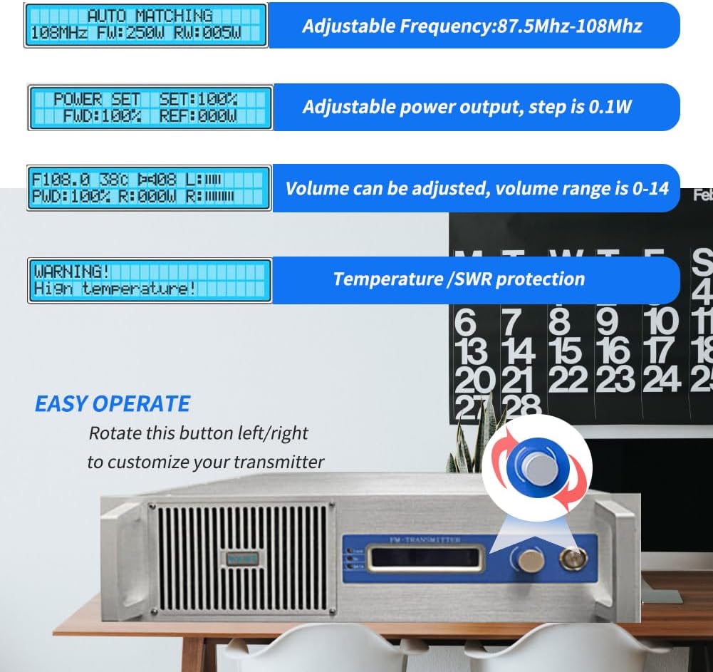 2000W FM Radio Broadcast Transmitter Long Range High Power Professional FM Transmitter for Church Radio Station