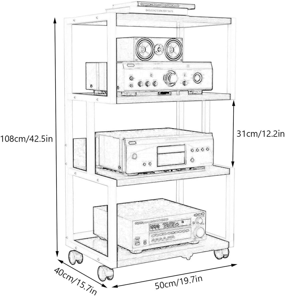 3 Tier AV Media Stand Corner Shelf Wooden Corner Component Cabinet Stereo Audio Rack Tower Perfect For DVD Player/Game Console/TV Box/Cable Box/WiFi Router ( Color : Black