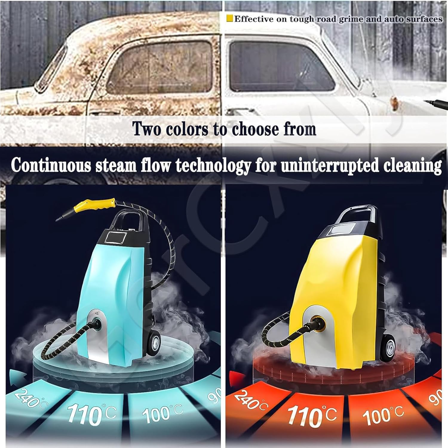 High-Temperature Steam Cleaner,Rapid Heating,Continuous High-Pressure Cleaning,Dry and Wet Steam,Equipped with Safety Protection,Highly Effective Stain Removal,Steam Flow Rate 120 ml/min Blue