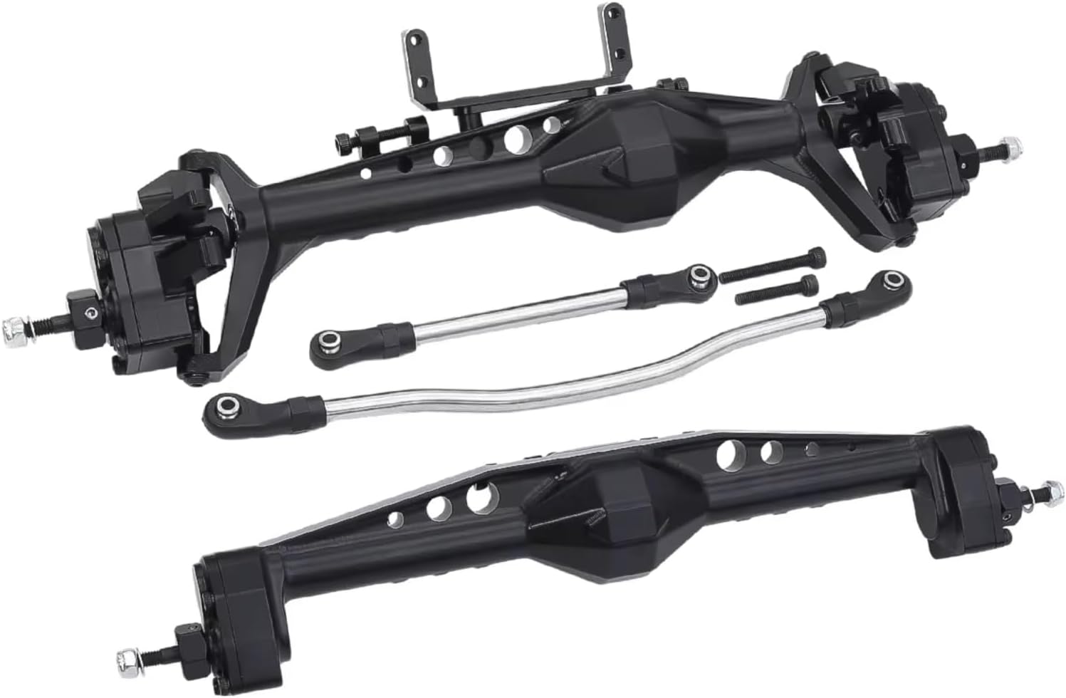 RC Axle For Axial For Capra 1.9 For UTB AXI03004 For LCG 1/10 Aluminum F9 Offset Front Rear Portal Axle With Servo Mounts RC Crawler For Chassis Upgrade(Black,Set)