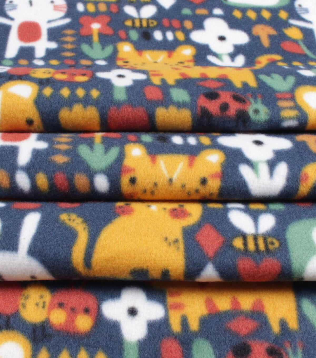 Cute Animals on Blue Blizzard Fleece Fabric