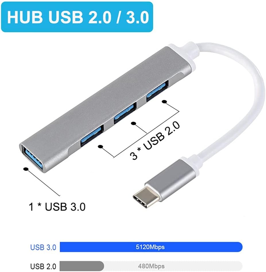 USB Hub USB C HUB 3.0 Type C 3.1 4 Port Multi Splitter Adapter OTG for PC Computer Accessories