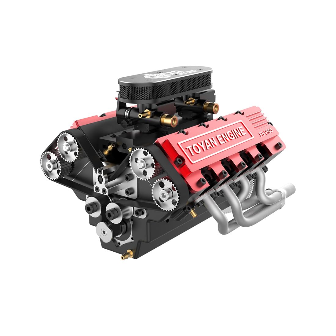 V8 Engine Kit That Works, FS-V800 1/10 Eight-Cylinder Four-Stroke Water-Cooled Nitro Engine Model for RC Car & Boat (KIT Version)
