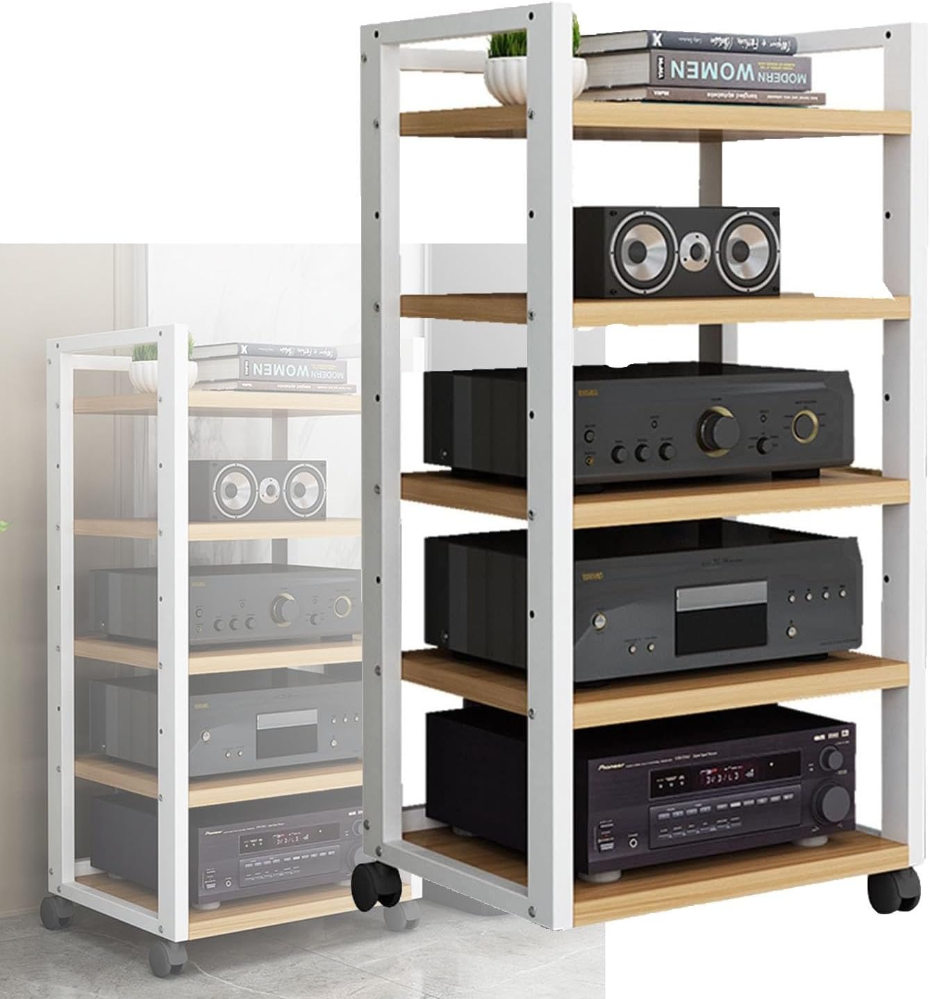 YLQFGUVWK 5-Tier Removable Audio Video Media Stand Cabinet AV Media Stand Corner Stand Audio Rack Stand Tower