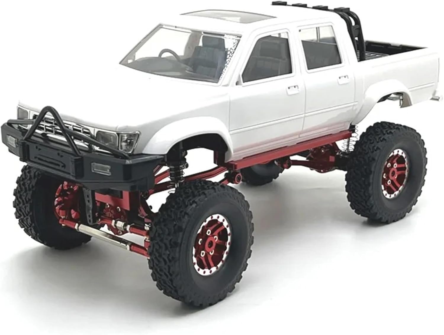 RC Crawlers Spare Parts for Wpl C64 C64-1 1/16 Metal Front and Rear Axle Chassis Link Rod Pull Rod Mount Side Pedal Tire Set RC Car Upgrade Parts(Black)