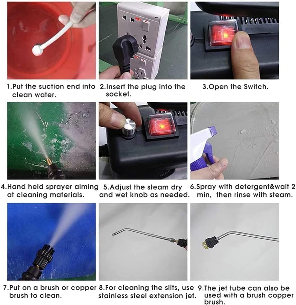 Dry Steam Cleaner - 2600W Handheld Steam Cleaner - 3.5 Bar High Pressure High Temperature Steam Cleaner - Clean Air Conditioner Carpet Car Kitchen Bathroom Etc