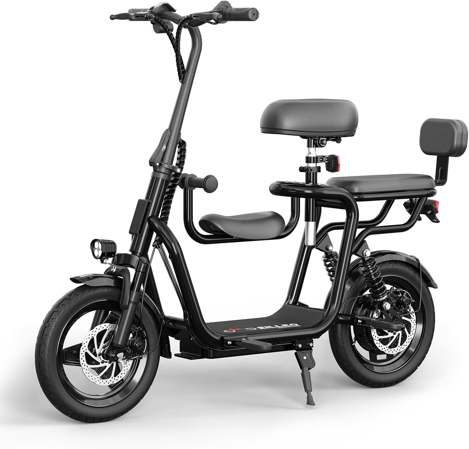 Electric Scooter with 3 Seats for Adults Power by 500W Peak Motor, E Bike with 14
