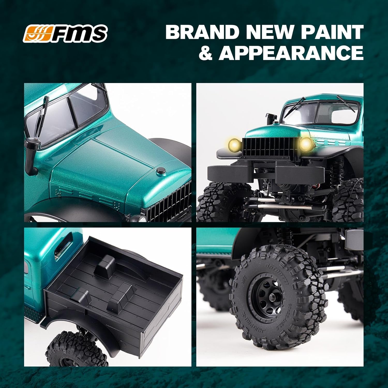 EAZYRC FMS FCX24 Power Wagon 1/24 RC Crawler, Brushless 4x4 RTR Rock Crawler with Metal Suspension, 2-Speed Transmission, PC Hard Body – RC Car for Adults and Gift