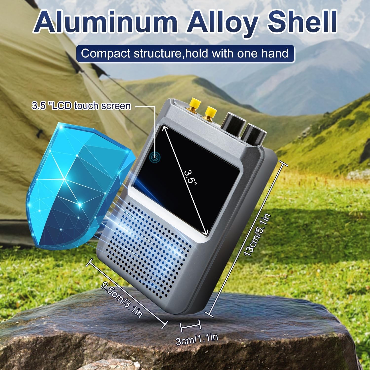 V2.4 Version Malachite DSP2 SDR Radios Receiver,Portable Full Band Shortwave Radios Receiver with 3.5 in Touch Screen,10kHz-380MHz 404MHz-2GHz AM SSB DSB CW NFM WFM,Noise Reduction 5000mAh Battery