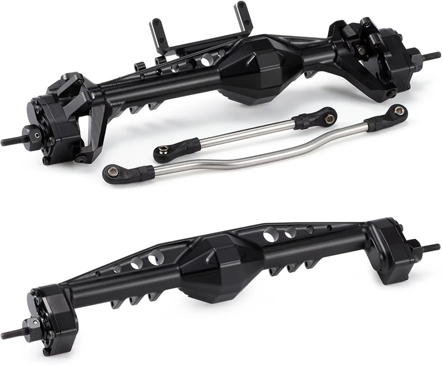 RC Car Repair Kit for Axial for Capra 1.9UTB 1/10 for LCG Chassis Cheater Rigs RC Crawler Car Parts F9 Offset Portal Axle with Servo Mounts Modification Accessories(Black,Set)