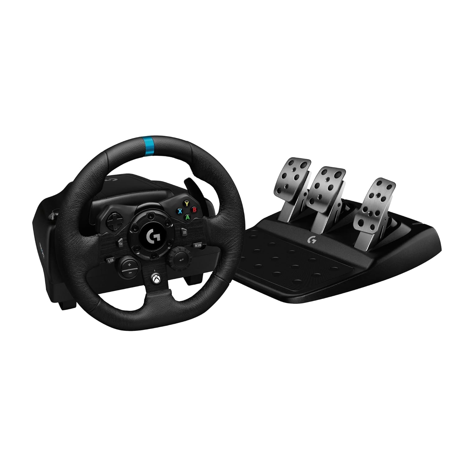 Logitech G923 Racing Wheel and Pedals for Xbox X|S, Xbox One and PC Featuring TRUEFORCE up to 1000 Hz Force Feedback, Responsive Pedal, Dual Clutch Launch Control, and Genuine Leather Wheel Cover