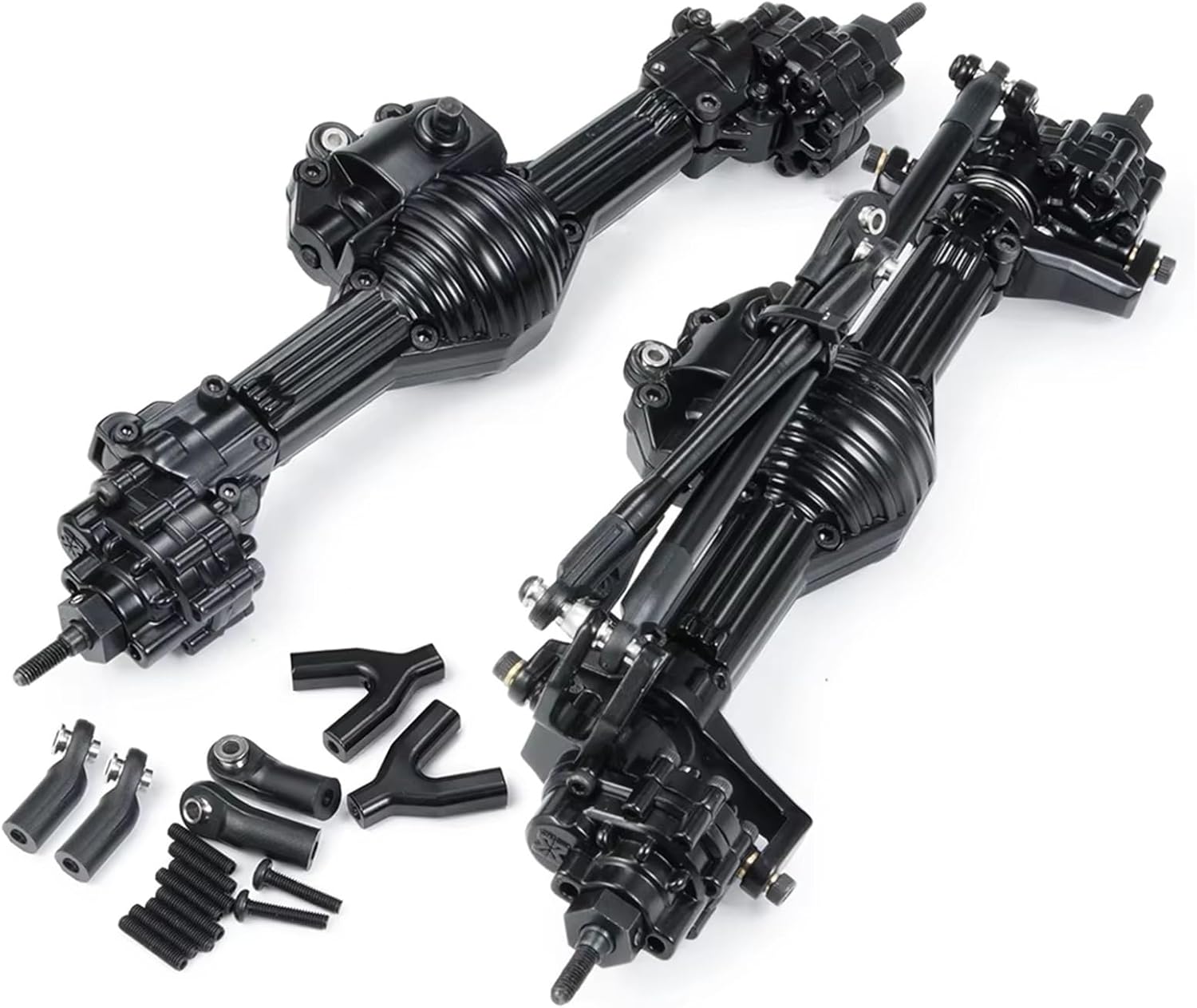 RC Car Accessories Compatible with Axial for SCX10 II 90028 1/10 RC Crawler Parts Replacement Accessories Metal Axle Front Rear Straight Complete Axle(Front and Rear)