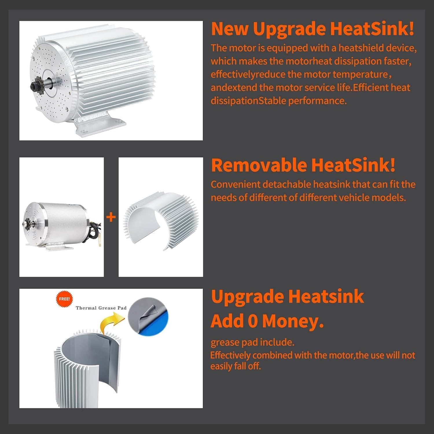 Electric Motor 1600W 48V Go Kart Electric Motor Kit with Throttle 33A Speed Controller BLDC ATV Kits Scooter Motorcycle Engine Scooter Chain T8F