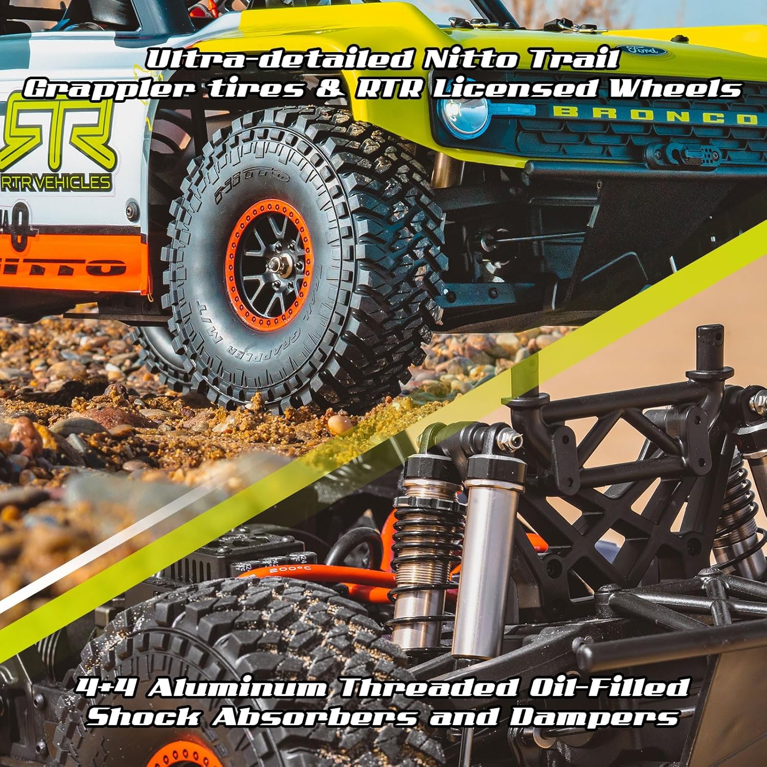 FMS 1/7 Ford Bronco U4 RTR EB RC Truck, Hobby RC Crawler with Brushless Motor & ESC, Remote-Controlled Lighting, Up to 80km/h Speed (2025)