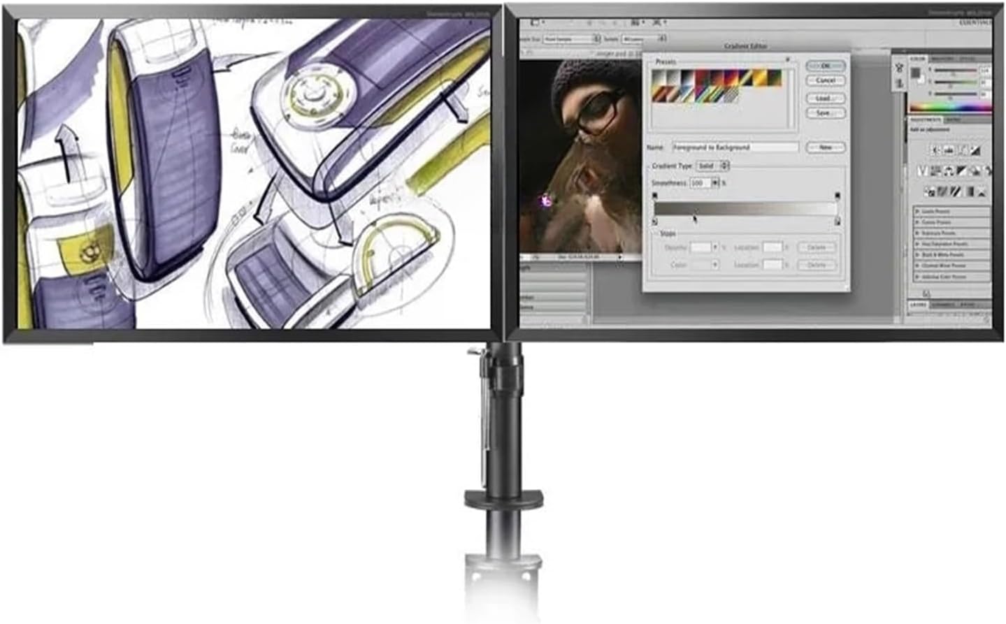 MS02 Desk Clamp-on Full Motion 360 Degree Dual Monitor Stand 10