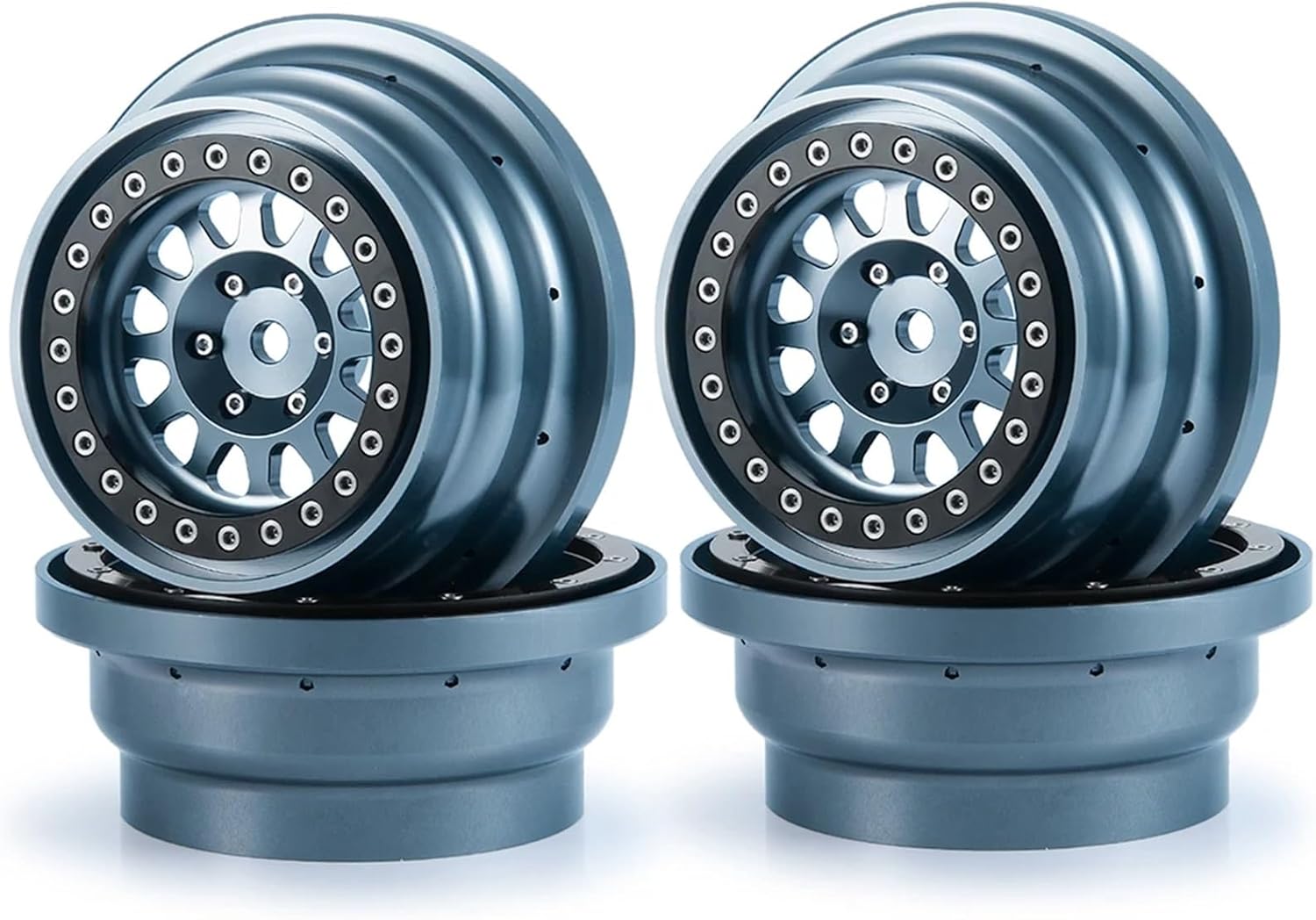 For UDR 1/7 Aluminum Beadlock Wheel Rim Hub For Unlimited For Desert For Racer RC For Rock Crawler For Buggy Truck Upgrade Parts Models(4PCS)