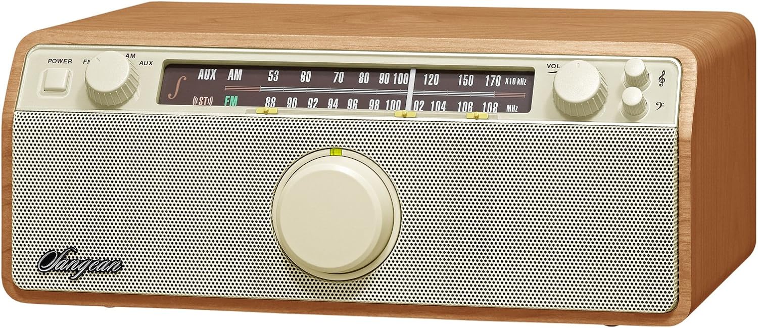 Sangean WR-12 AM/FM/Aux-in Stereo Analog Wooden Cabinet Radio (Walnut)