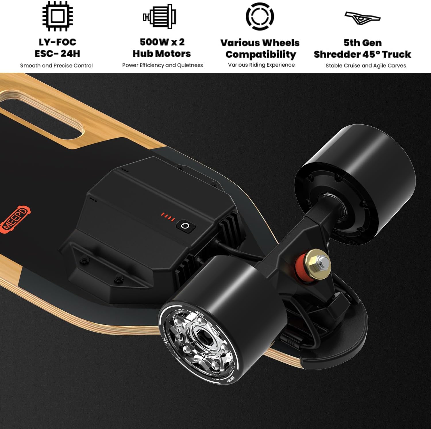 MEEPO Campus V3 Series/Envy Electric Skateboard with Remote, Top Speed Up to 29 Mph, 4 Speed Smooth Braking, Easy Carry Handle Design, Suitable for Adults & Teens