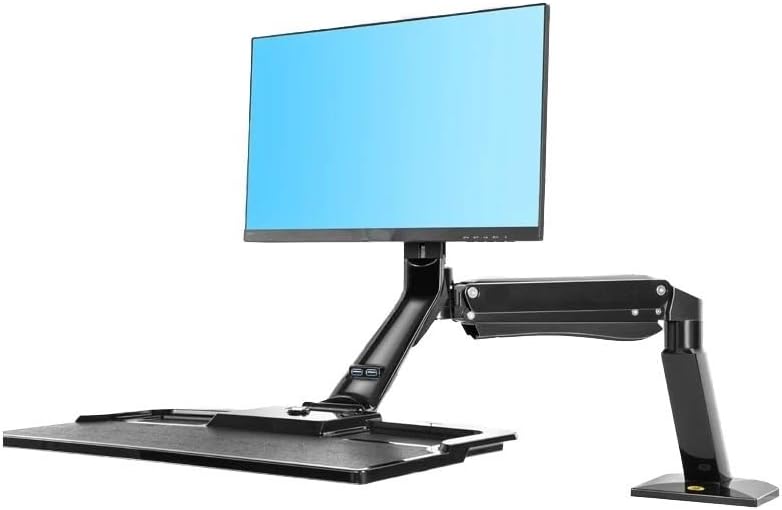 NB40 Ergonomic Height Adjustable Computer Sitting Stand Workstation 22-32 Inch Monitor Mounting Bracket with Keyboard Board Desktop Stand