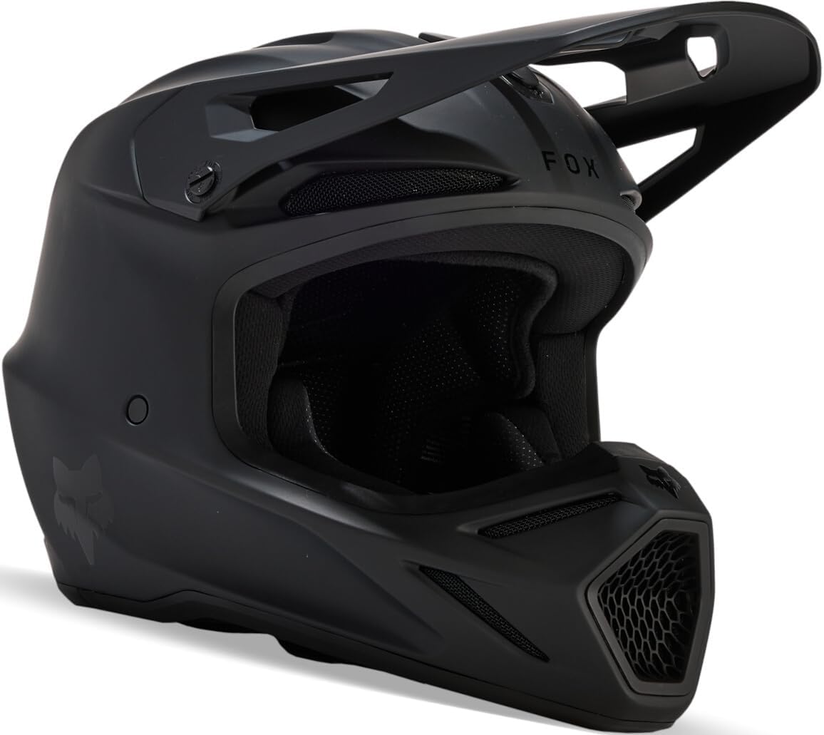 Fox Racing Youth V3 Motocross Dirt Bike Helmet, Matte Black, Medium