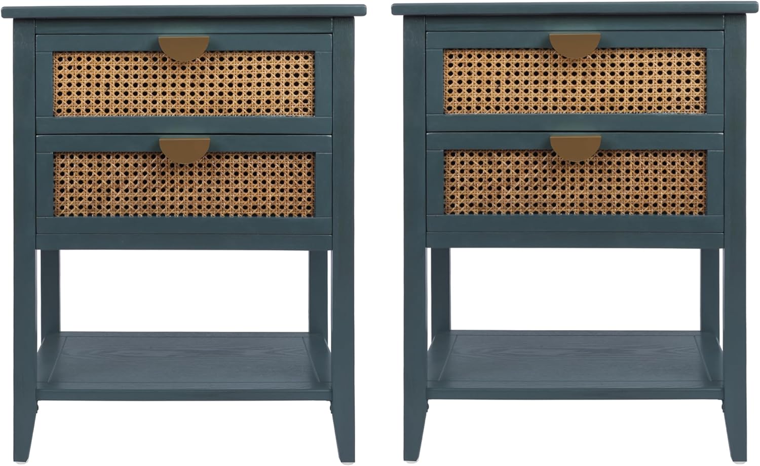 YHAOWORKS Rattan Nightstand Set of 2 - Accent Night Stand with 2 Drawers