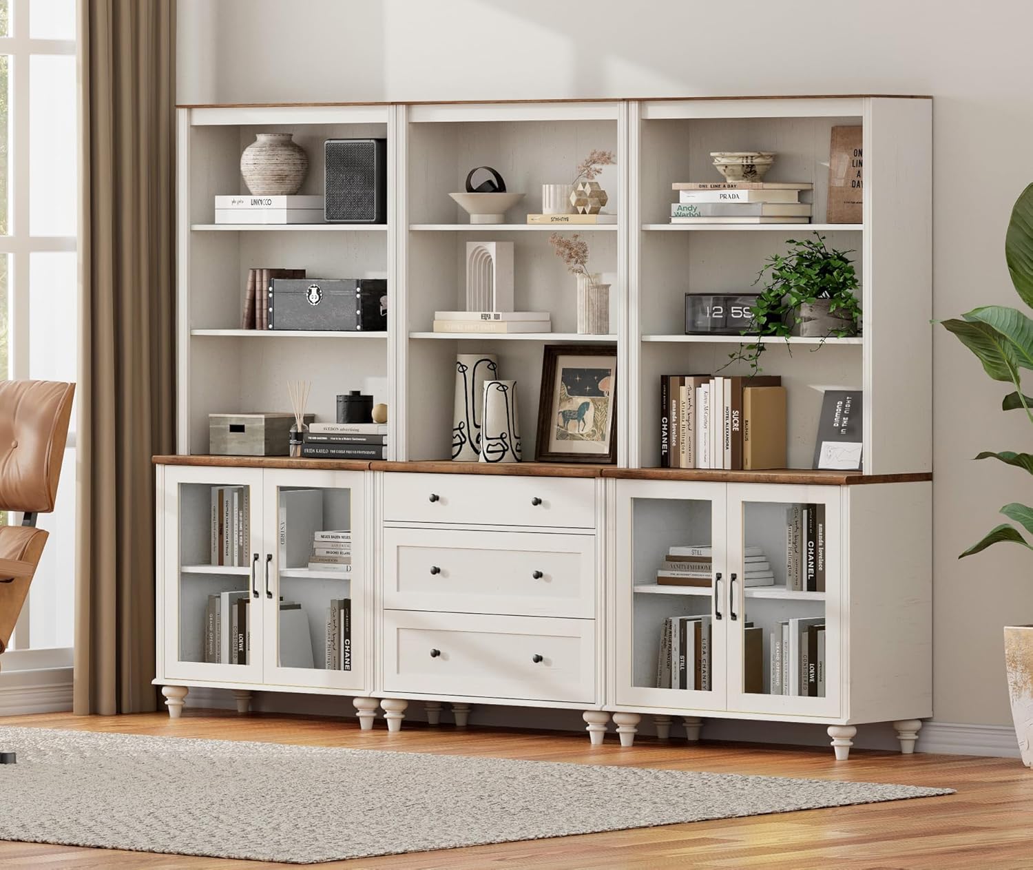 WAMPAT Farmhouse 5 Tier Wooden Bookcase 72