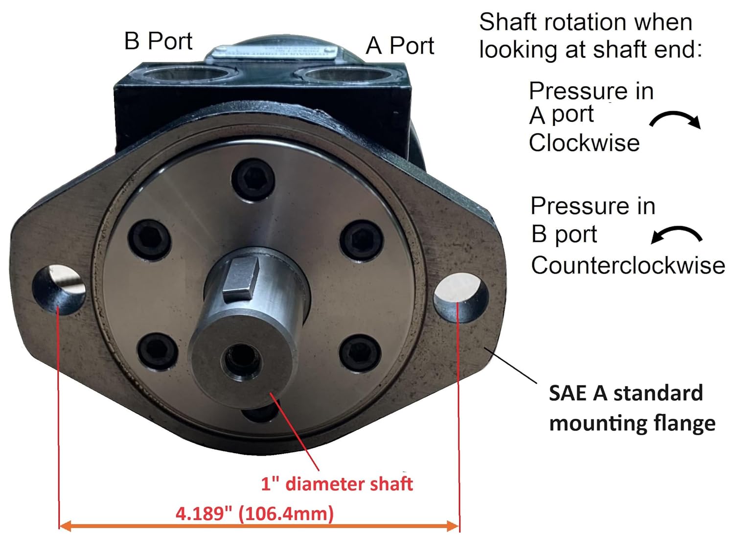 Hydraulic Motor Orbital Low Speed High Torque (50cc (3cipr): Max: 787 in-lbs 760rpm 10.5 gpm)