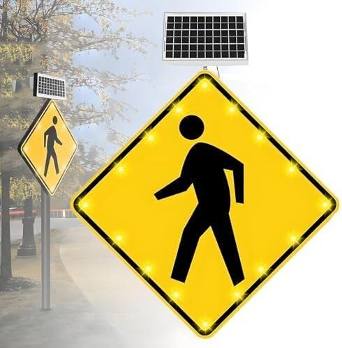 Solar Powered LED Pedestrian Crossing Sign - 24