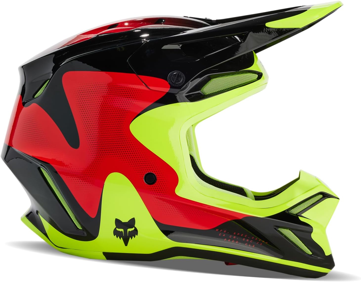 Fox Racing Unisex V3 Motocross Dirt Bike Helmet, Red/Yellow, XX-Large