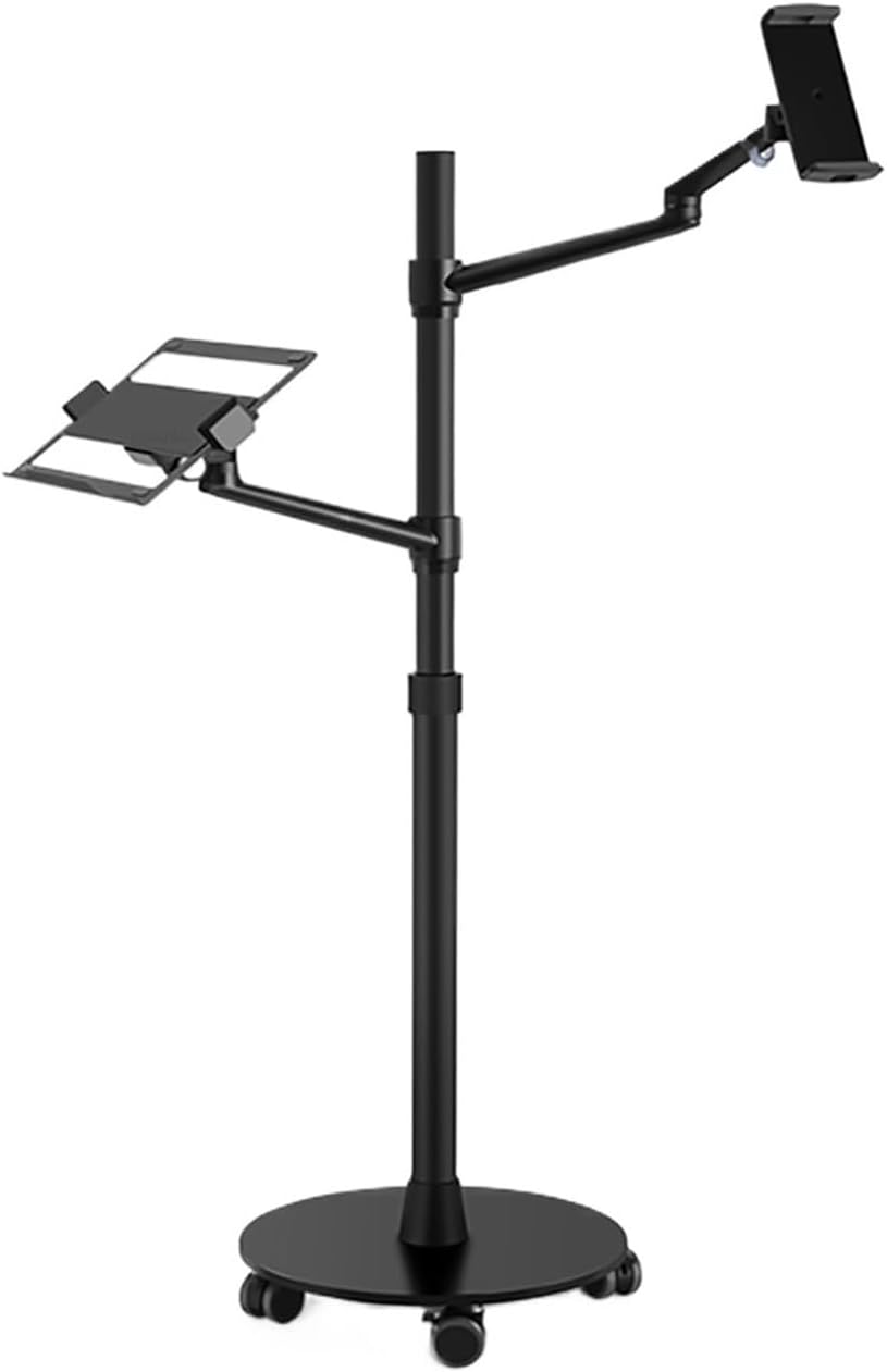 UP-9L multifunctional 3-in-1 laptop floor stand, suitable for all 12-17 inch height adjustable mobile laptop tables(Black)